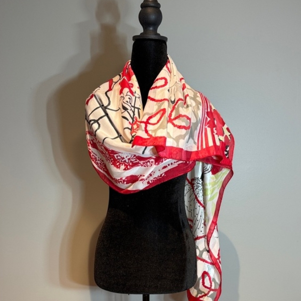 CJ Banks Vibrant Multicolor Pattern Scarf